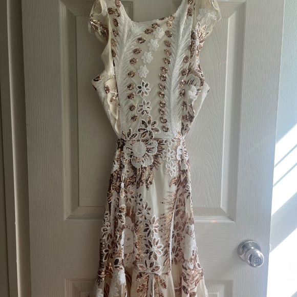 Jackie Pinafore Gold and White Sequined Dress (size small) - Picture 5 of 5